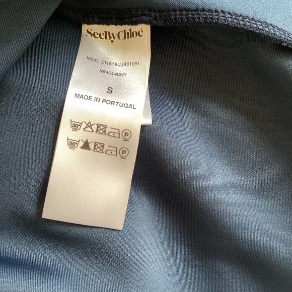 NEW See by Chloe Navy Asymmetrical Midi Dress SZ S - Picture 6 of 8